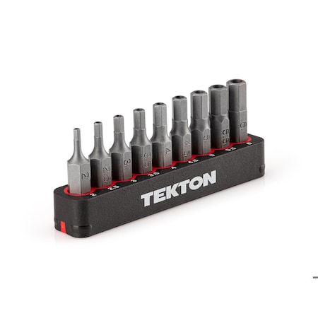 Tekton 1/4 Inch Metric Security Hex Bit Set with Rail, 9-Piece (2-6 mm) DZX93004